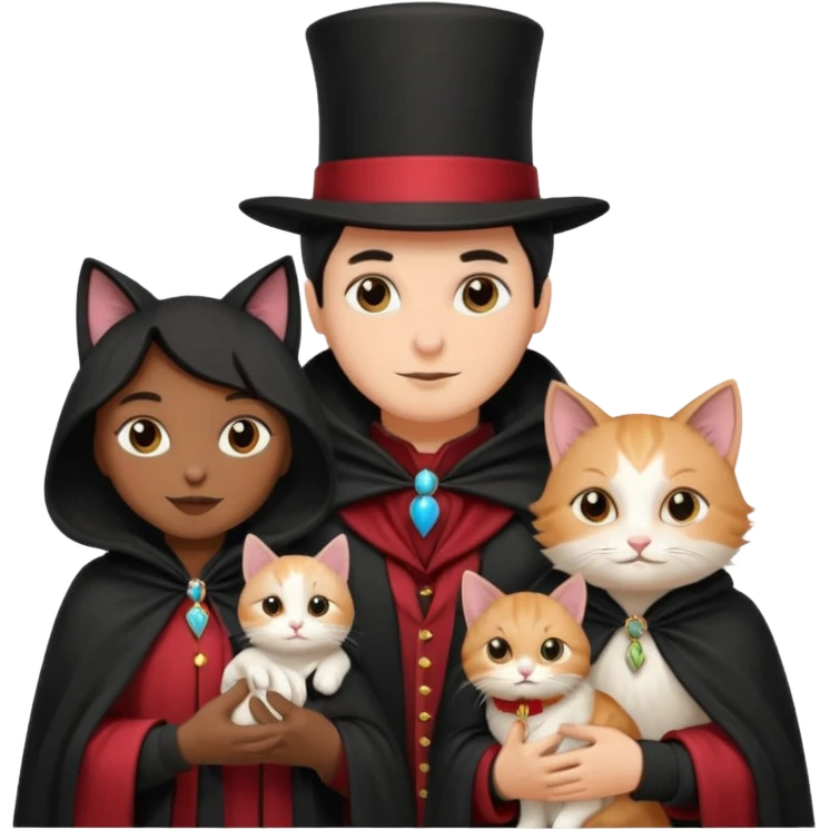 magician couple and their pet cat emoji