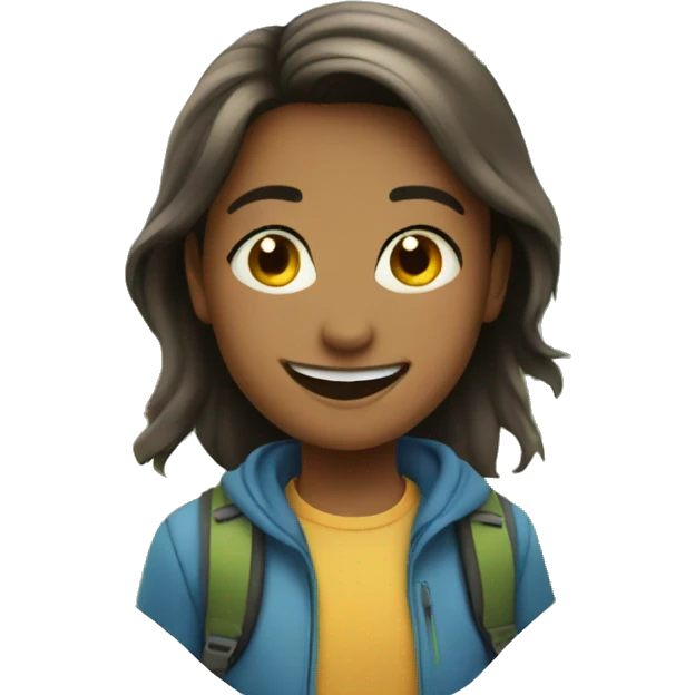 smiling girl with boys outdoors emoji