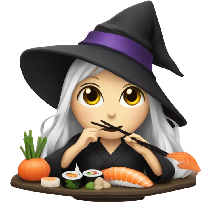 Witch eating sushi emoji