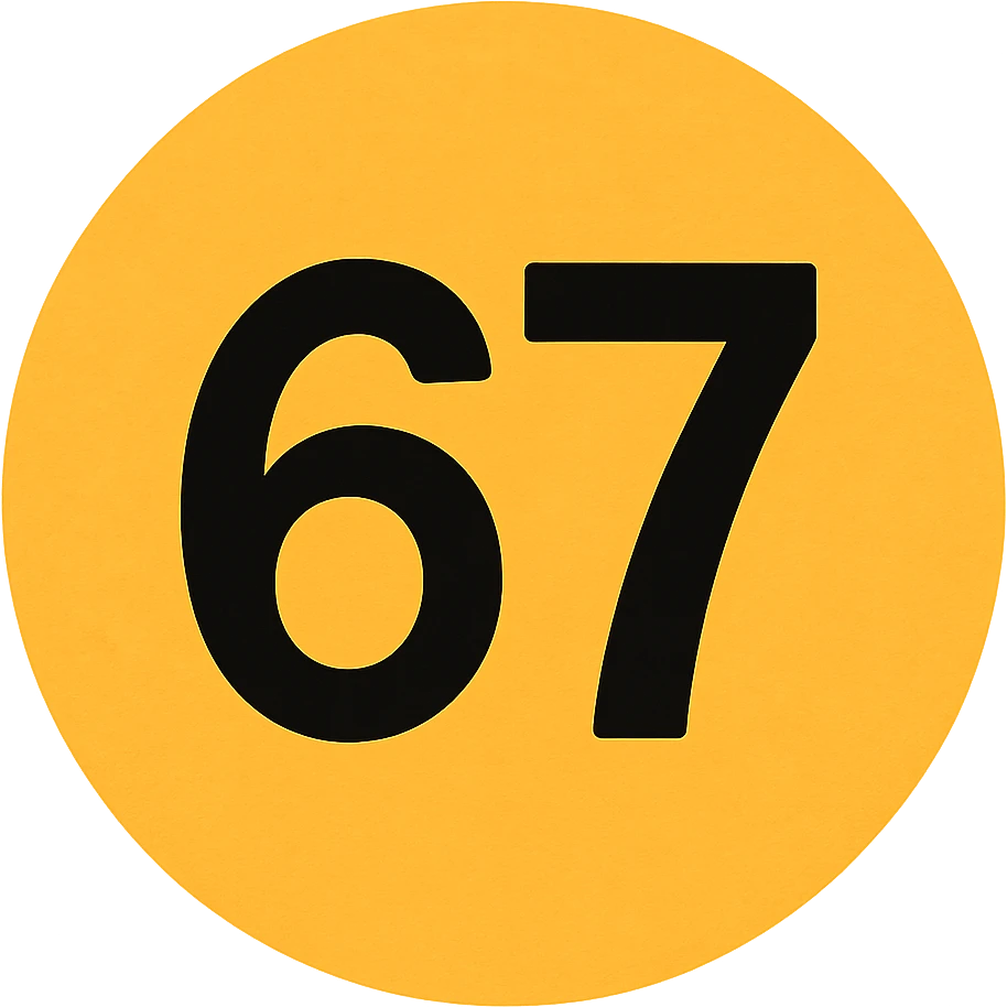 circle emoji that says "67" emoji