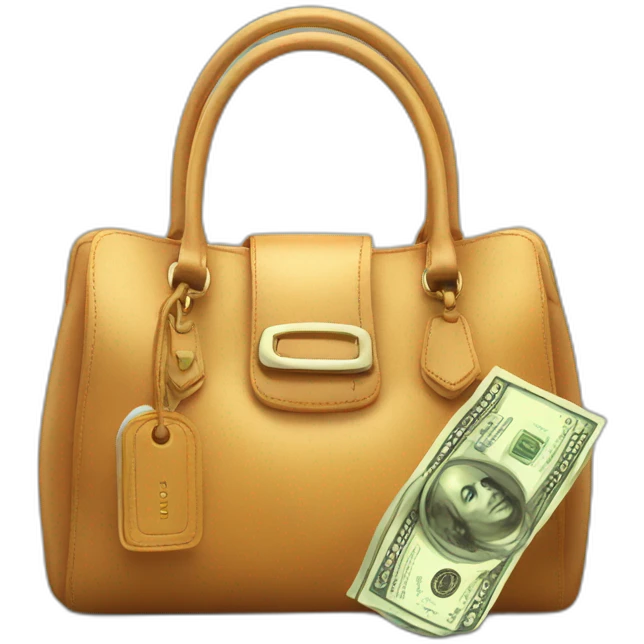luxurious bag with sales tag and money emoji