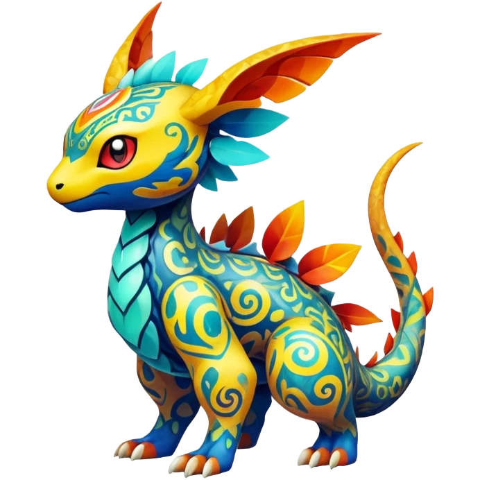 Elemental magical colorful exotic animesque Pokémon-Fakémon-creature, (full body) emoji