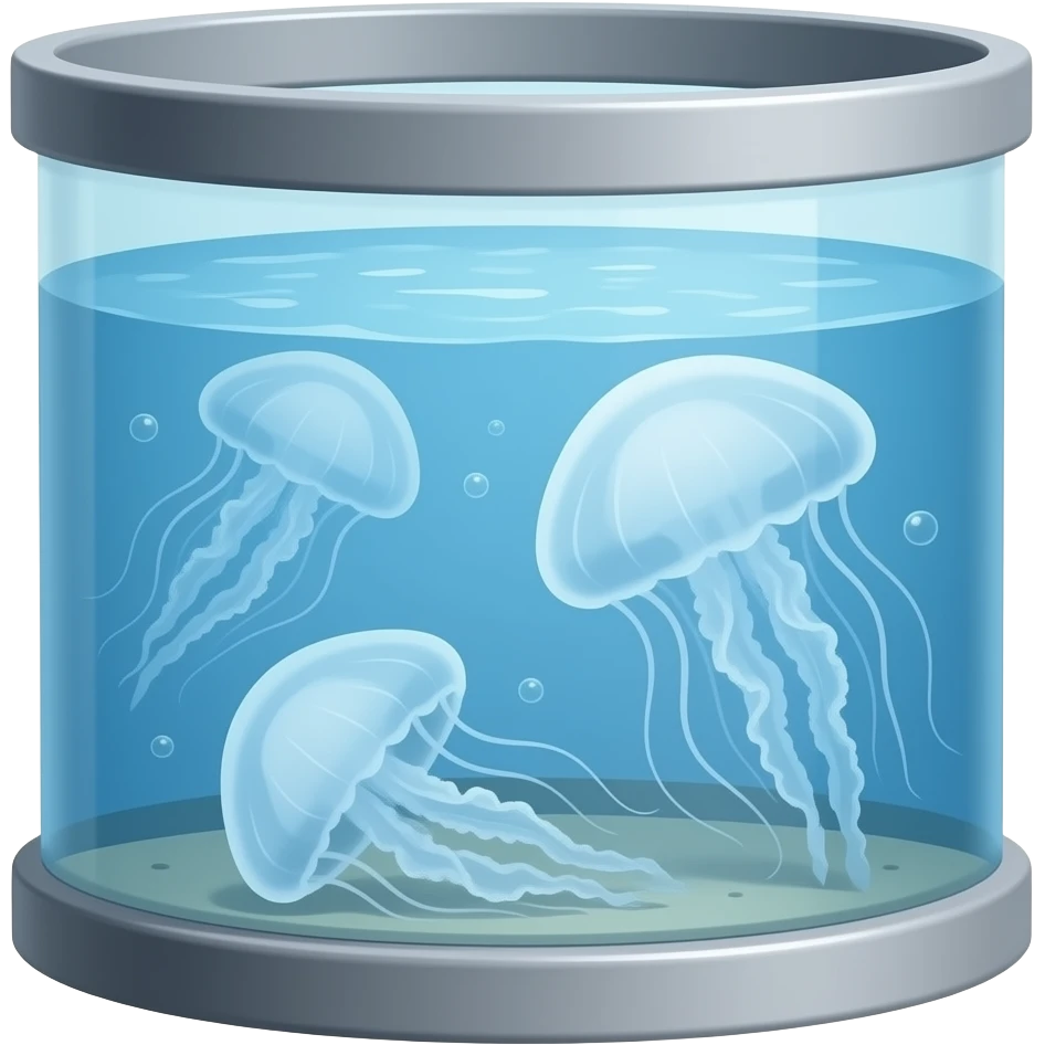 Quatre Méduses aquarium cylindre emoji