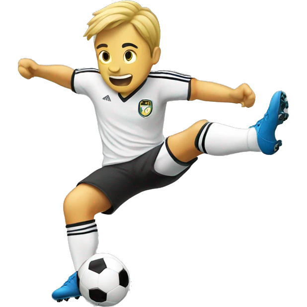 Kicking a soccer ball and falling over emoji