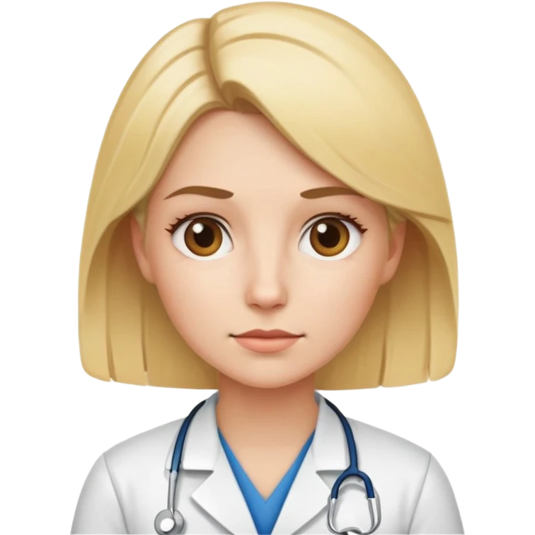 blonde female physical therapist with thoughtful expression, wearing professional medical attire emoji
