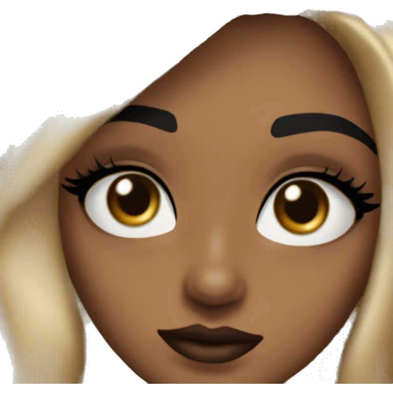 Créate a girl with black hair and a 90s blog out with hazel eyes. She has Brown lipstick on and a small eyeliner with besutiful eyelashes and gold estribos emoji