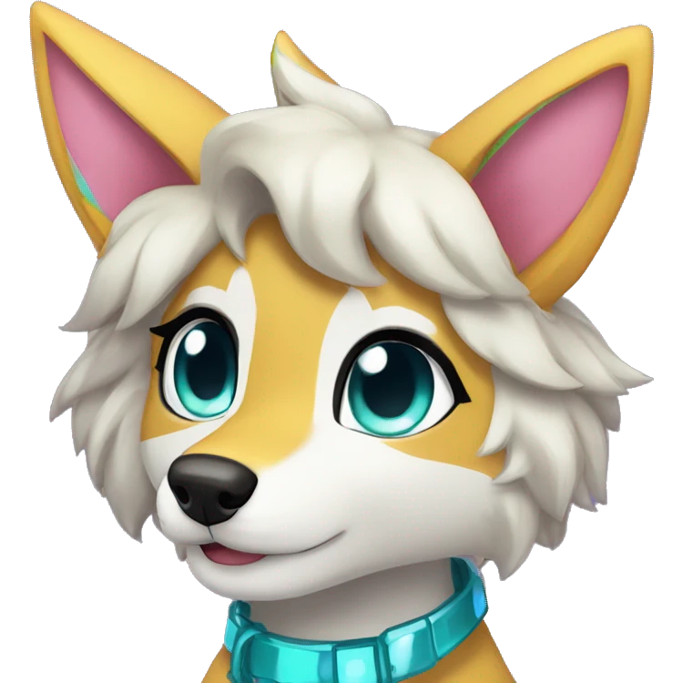 Anthro Colorful Shiny Fionbri-Falvie-sparkle-wolf-sona with cool eccentric markings full body emoji