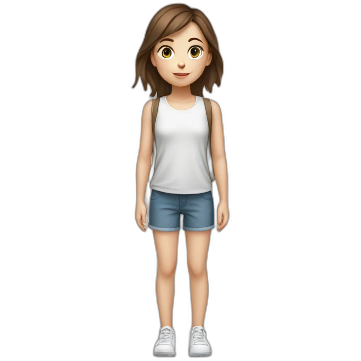 young girl with brown hair5 and white skin full length emoji