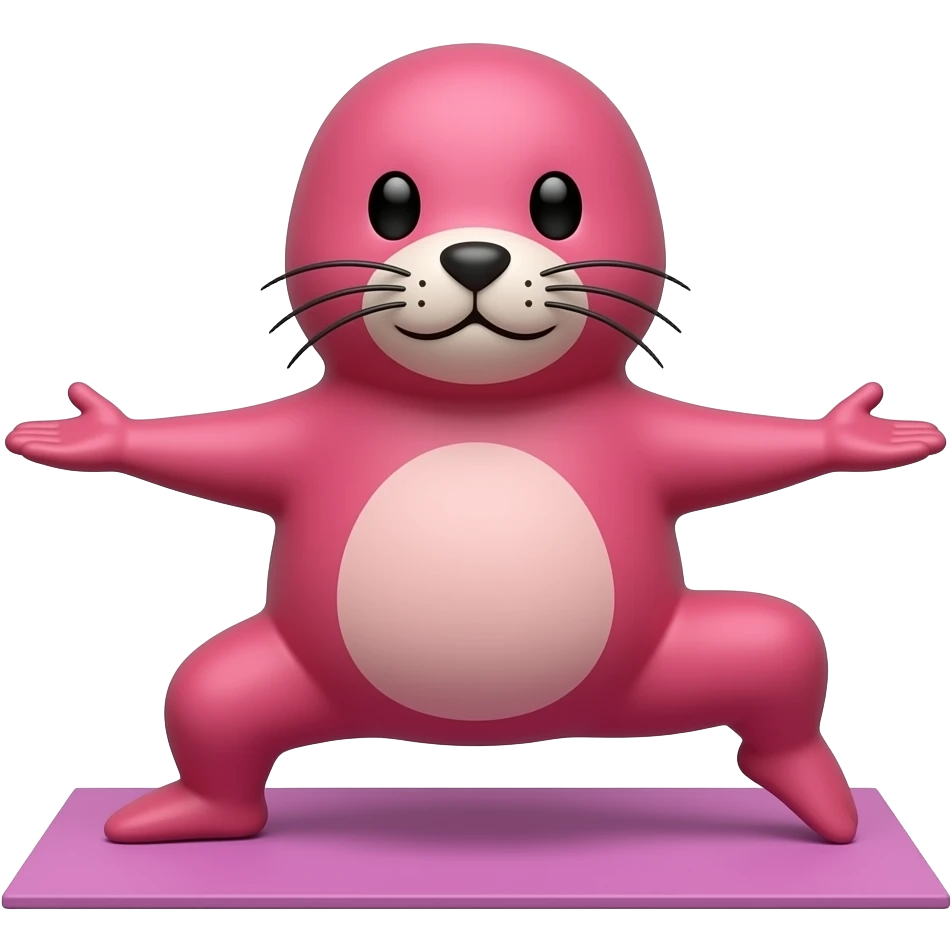 yoga emojis with seals, #E72470 use this as a main color emoji