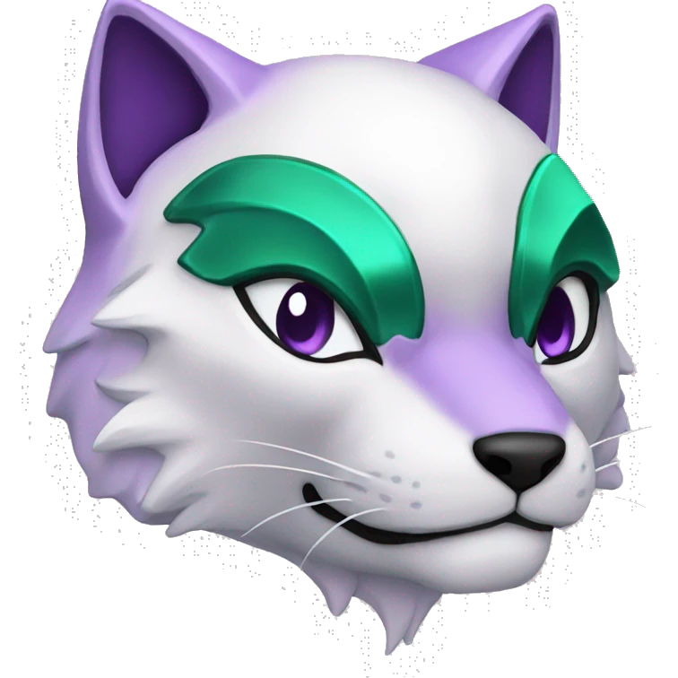 A Kitsune coloured in Pearl, Malachite and Amethyst emoji