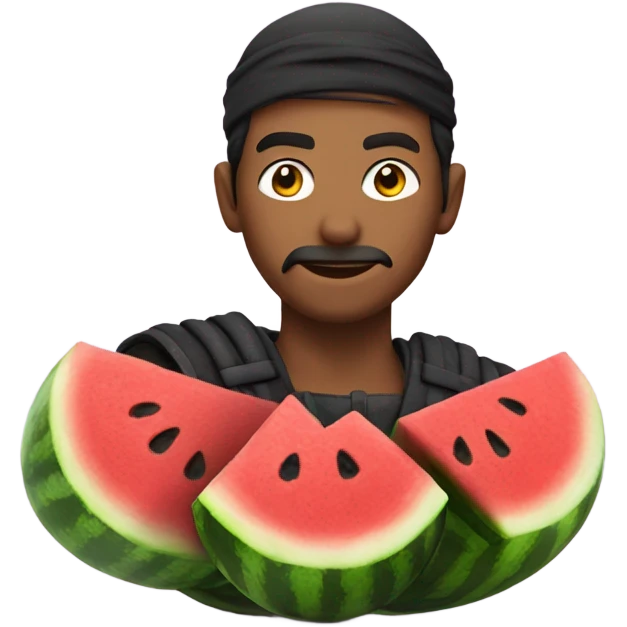  Guy in ninja costume with, watermelon, emoji