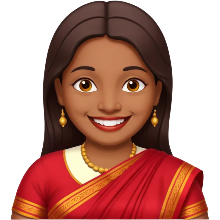 40 yr old chubby sri lankan woman, dark skin, straight brown hair, big smile, white teeth emoji