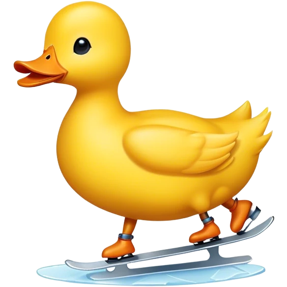 Yellow duck ice skating emoji