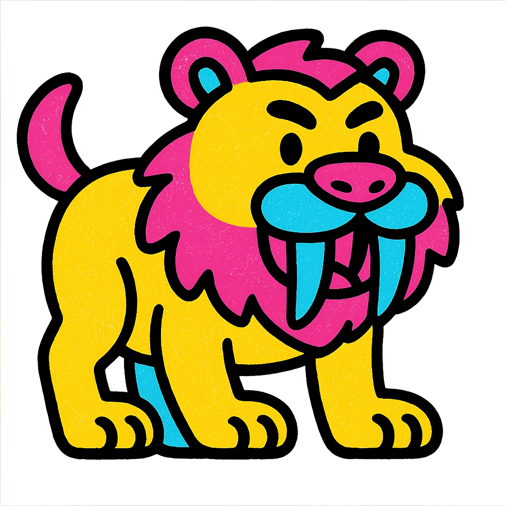 a saber-toothed animal, bold and playful emoji