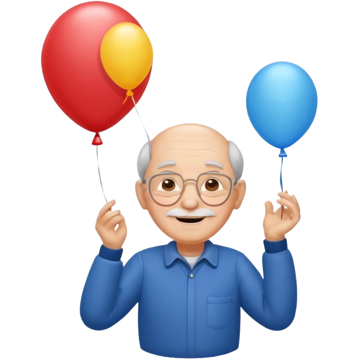Grandpa floating with balloon emoji