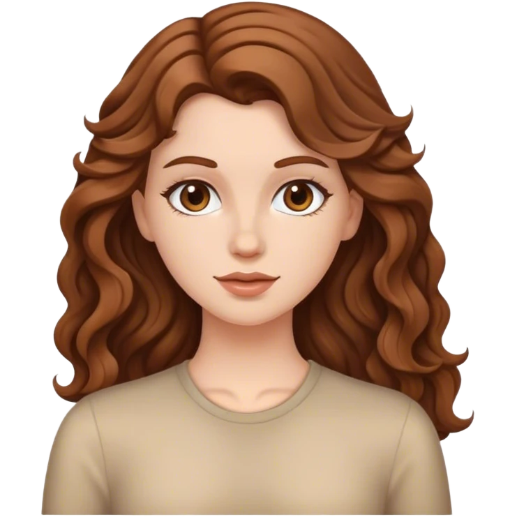 white girl with brown middle height wavy hair emoji