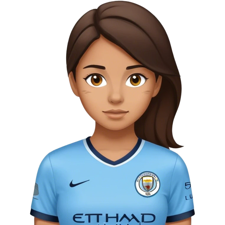 brunette girl in manchester city jersey emoji