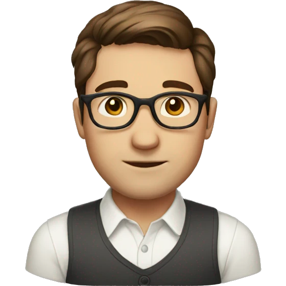 short straight brown hair, glasses late twenties man emoji