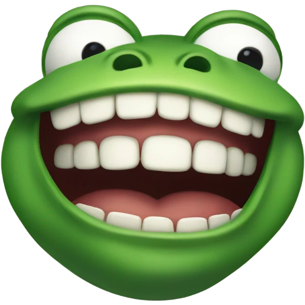 Pepe the frog with a HUGE teethy smile emoji