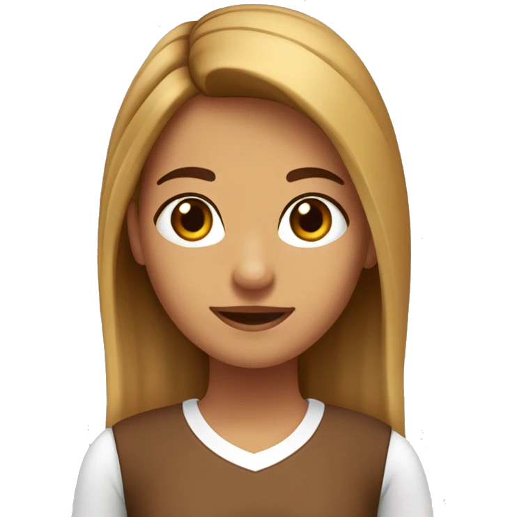 chica canela con pelo lacio color marrón y ojos marrones con otra chica blanca medio rubia y risada emoji