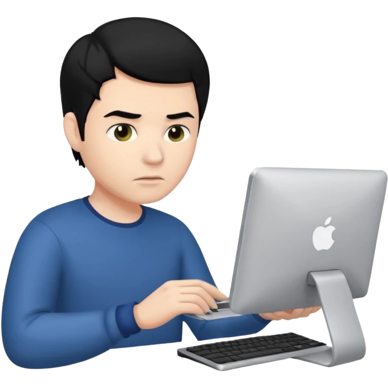 A WHITE MAN, WHIT BLACK HAIR, WITH A PC  emoji