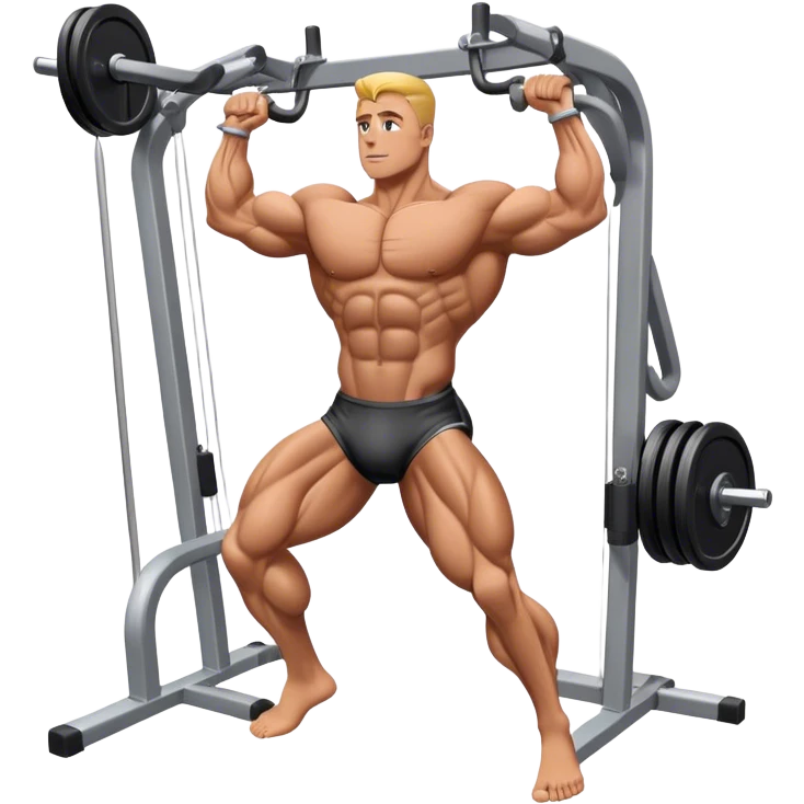 standing bodybuilder hip abduction cable machine exercise emoji
