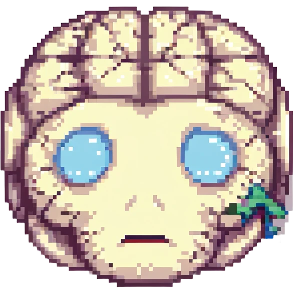 smooth brain, without the crevices, sad face emoji