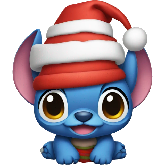 Stitch wearing a Christmas hat  emoji