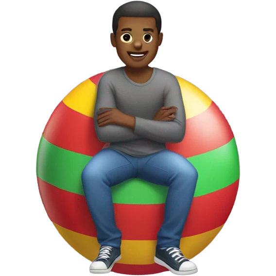 Homosexual African American sitting on a bouncy ball emoji
