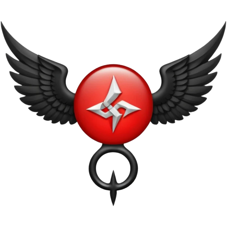 Holy Emblem with black wings and horn and red tetragrammaton in the middle emoji