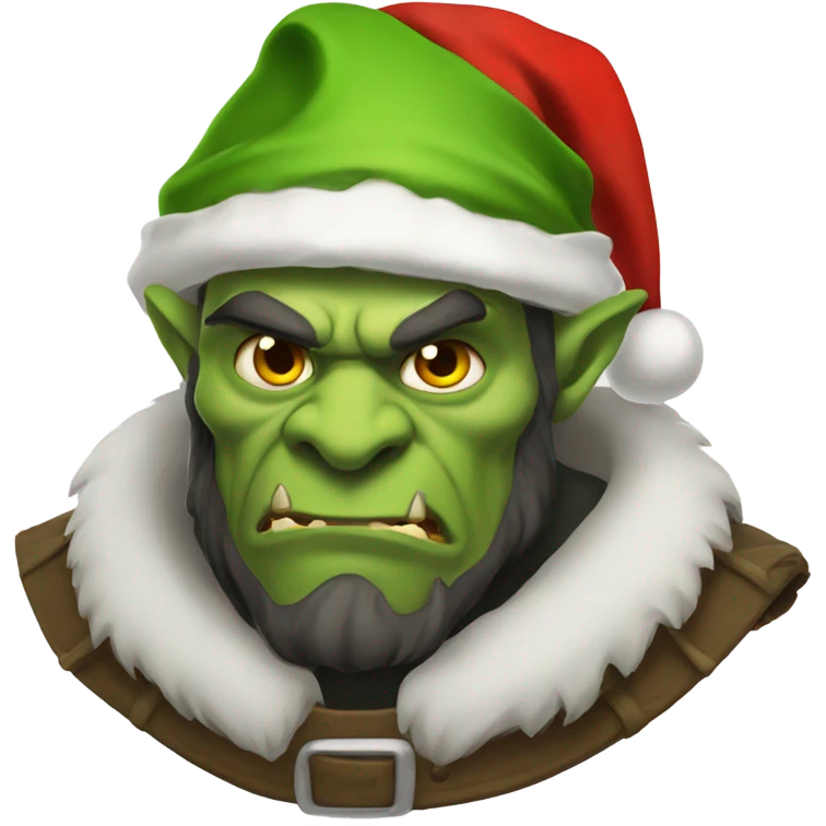 Fierce Orc ranger wearing santa hat emoji