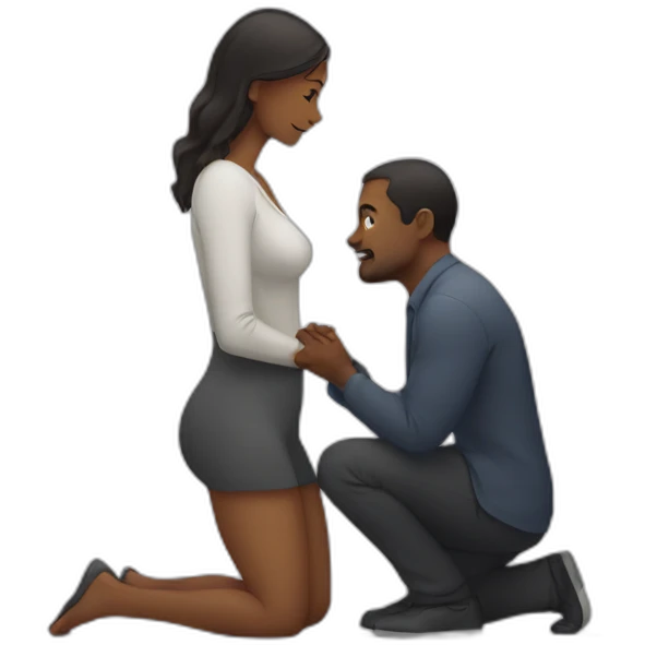 Woman on knees facing man emoji