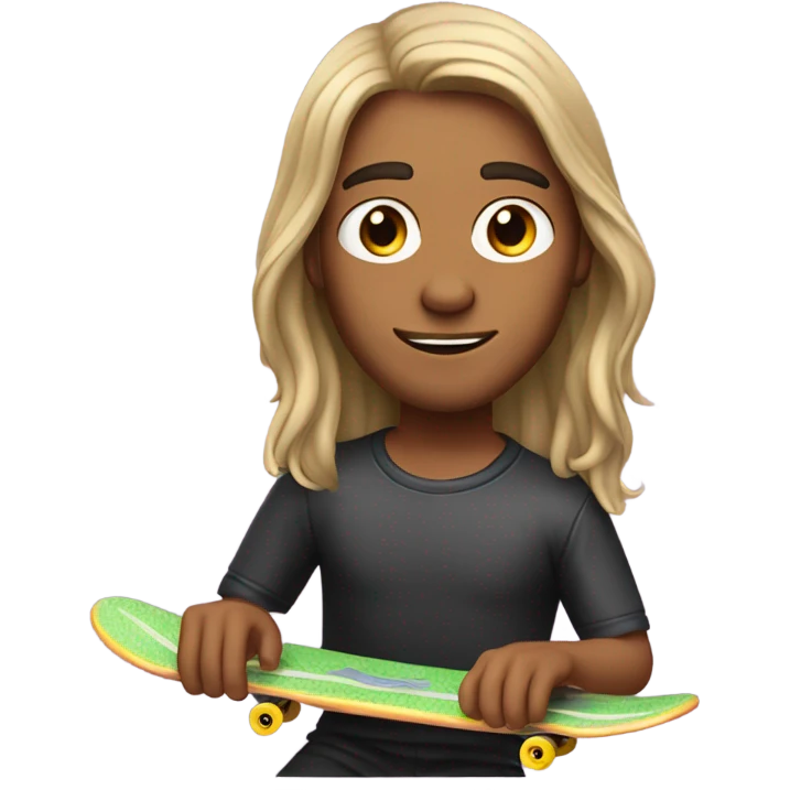 Surfer guy on skateboard doing her makeup  emoji