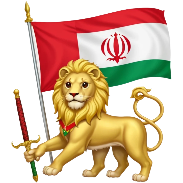The flag of Iran, but instead of the word Allah, it has a lion. emoji