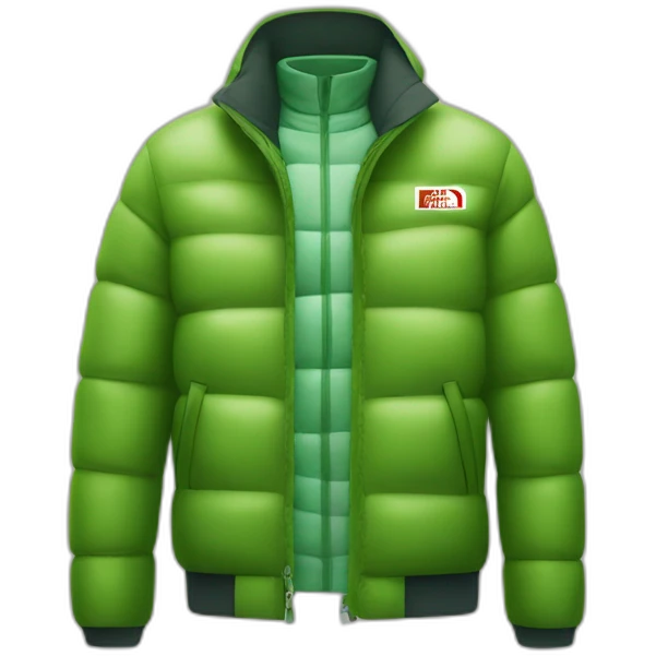 a cucumber in the shape of a man wears a jacket the north face emoji