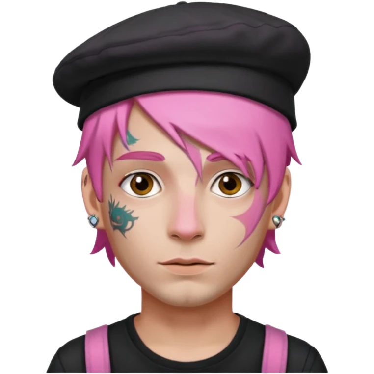 pink haired man and face tattoos and hat emoji