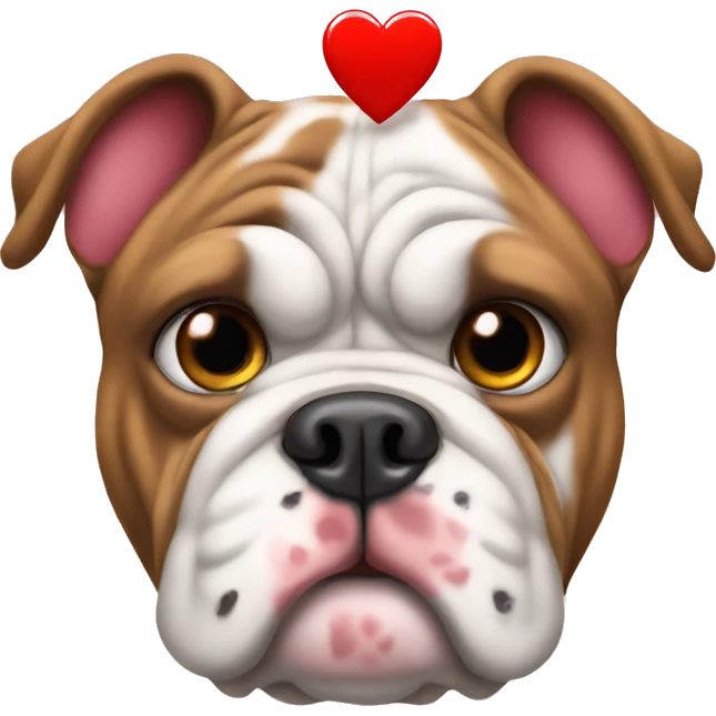 Bulldog with hearts emoji