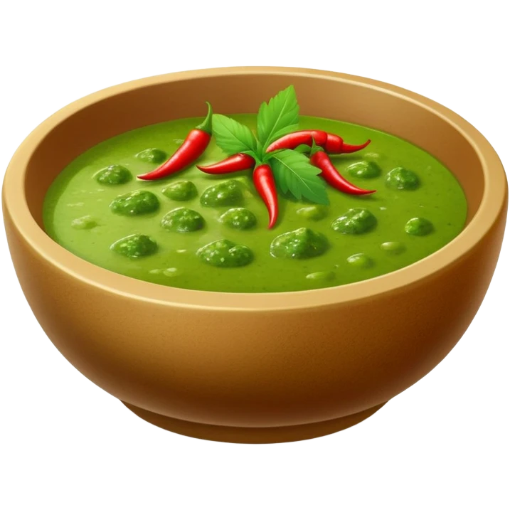 bowl of spicy green chutney with herbs emoji