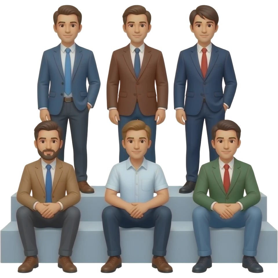 6 men, 3 on top and 3 on bottom emoji