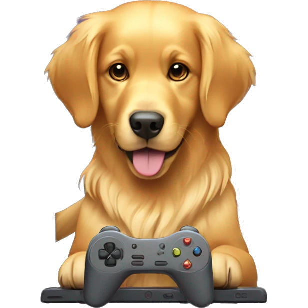 golden retriever with gaming pad emoji