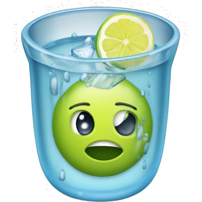 Vaso PEQUEÑO CON agua, hielo Y CON UNA RODAJA DE LIMÓN emoji