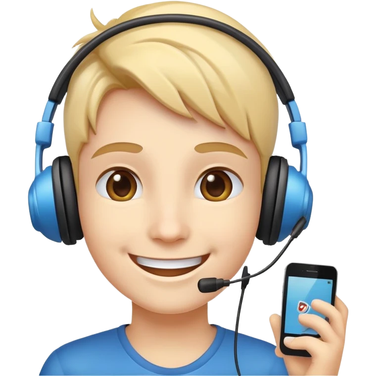 happy face with a headset playing video games emoji
