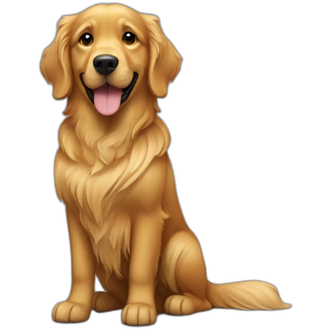 Golden retriever negro con señor alto rubio con pelo rizado emoji