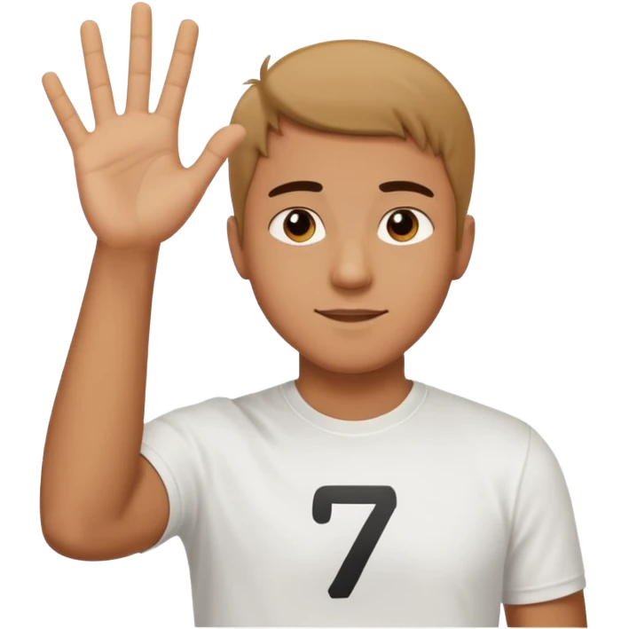 Guy with hands saying 67 emoji