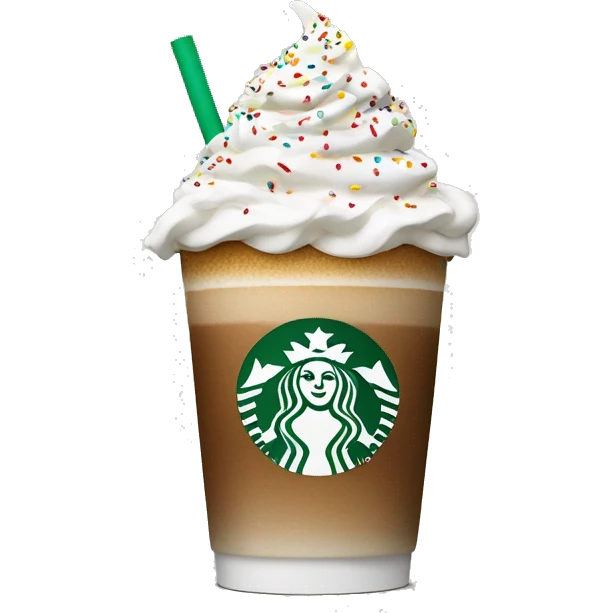 Starbucks coffe with whip cream on top with sprinkles  emoji