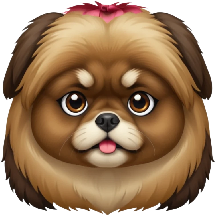 pekingese dog head kinda dark pekingese emoji