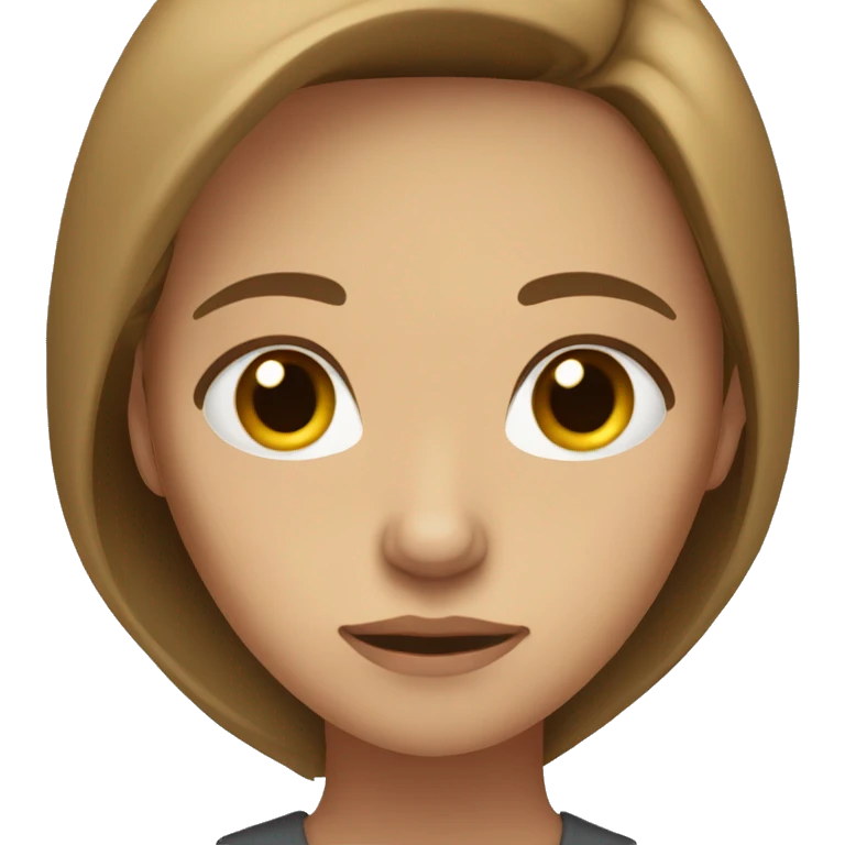 Long light brown hair woman, brown eyes, sad emoji