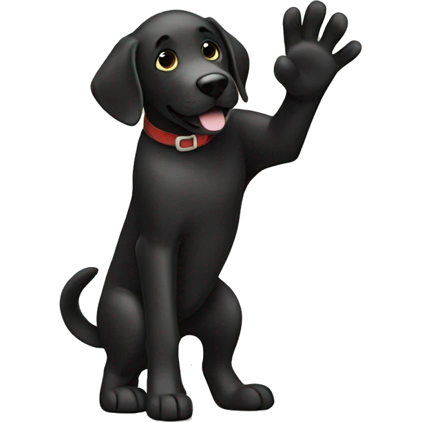 black labrador makes high five with his paw emoji