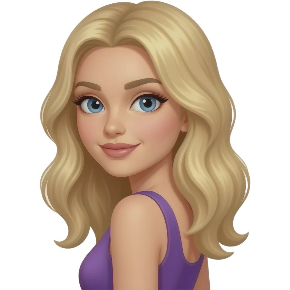 purple dress fashion model blonde posing distant emoji