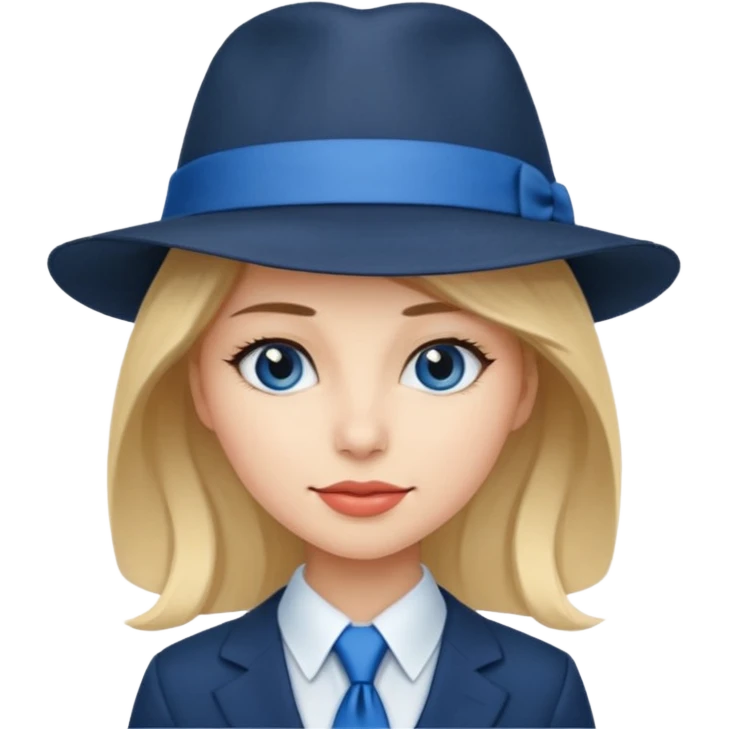 womwn with hat and blue ties emoji